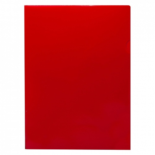 Папка-угол А4 пластик 0,18мм красный DeLuxe Бюрократ DLCRED
