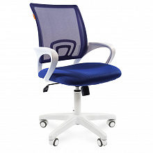Кресло офисное Chairman 696 White синее тканевое покрытие, спинка синяя сетка TW-05
