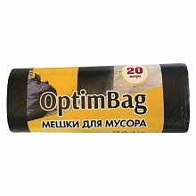 Пакет для мусора  30л рулон 20 штук 10мкм черные Optim Bag Концепция Быта 2777
