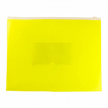 Папка-конверт на молнии А5 желтый, карман для визиток Бюрократ Double Neon DNEBPM5AYEL