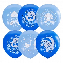 Шарики воздушные М12 30см С Днем Рождения Малыш голубые 25шт (цена за упаковку) 6029562