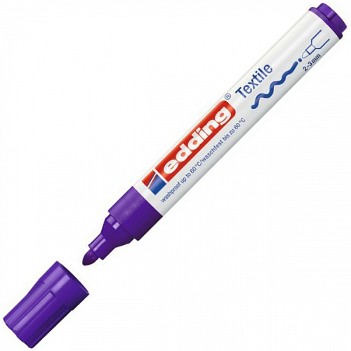 Маркер для текстиля 3мм круглый фиолетовый на водной основе светостойкий EDDING E-4500-08