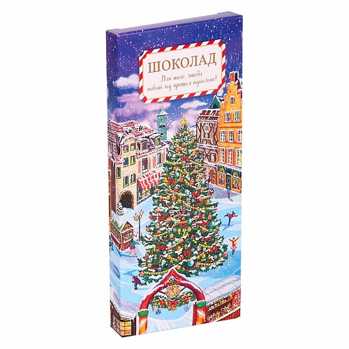 Коробка подарочная для шоколада 19х8см Городская ёлка MILAND, ПП-6586