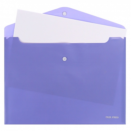 Папка-конверт с кнопкой А4 180мкм голубая Проф-Пресс, ПК-3023
