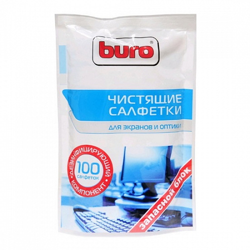Салфетки чистящие Запасные для экранов и оптики 100 штук BURO BU-Zscreen