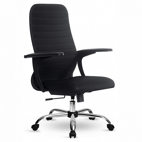 Кресло офисное МЕТТА Metta черное тканевое покрытие, хром S-CP-10