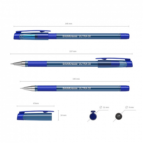 Ручка шариковая 0,7мм синий стержень масляная основа Ultra-30 Original Erich Krause, 55392