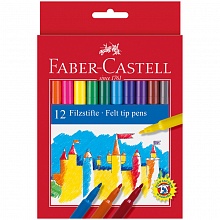 Фломастеры 12 цветов Faber-Castell смываемые, 554212
