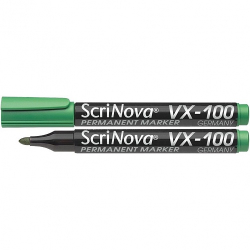 Маркер перманентный 2мм зеленый круглый VX-100 Scrinova, 710004
