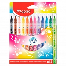Фломастеры 12 цветов смываемые MAPED Mini Cute, 845404