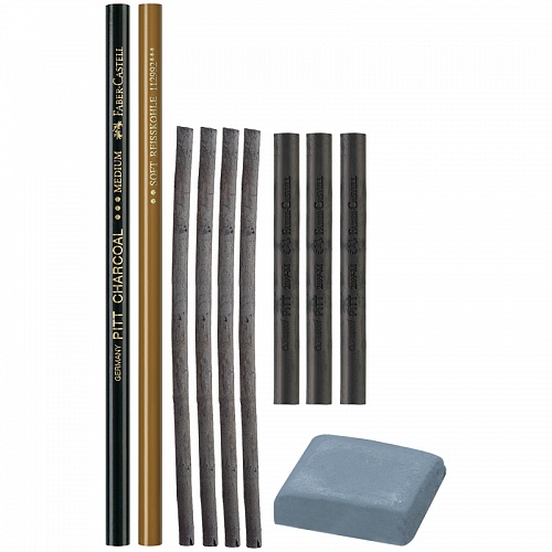 Набор угля и угольных карандашей Faber-Castell Pitt Charcoal 10 предметов, 112996