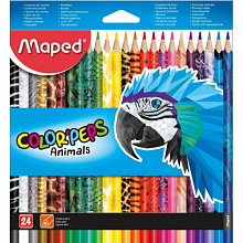 Карандаши  24 цв трехгранные ударопрочные декорированные MAPED Color Peps Animals 832224