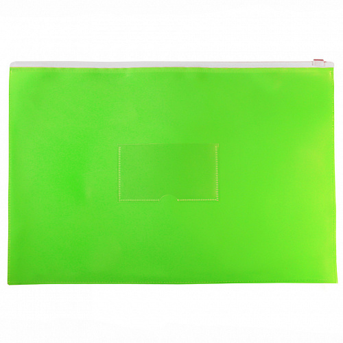 Папка-конверт на молнии А4 салатовый, карман для визиток Бюрократ Double Neon DNEBPM4ALETT
