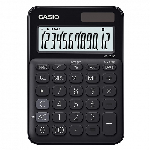 Калькулятор настольный 12 разрядов CASIO черный MS-20UC-BK-S-EC