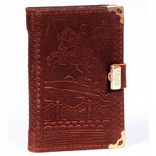 Алфавитная книжка 75х105мм 64л кожа на кнопке Канцбург 9А10к