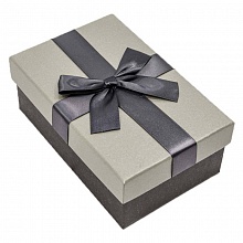 Коробка подарочная прямоугольная  16х10х6,2см с бантом Серый/Чёрный OMG 720690/2