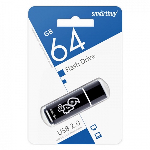 Флеш-диск  64ГБ Smartbuy Glossy series Black SB64GBGS-K