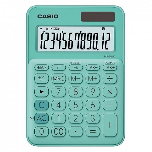 Калькулятор настольный 12 разрядов CASIO зеленый MS-20UC-GN-S-EC