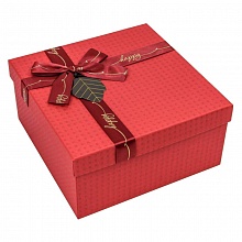 Коробка подарочная квадратная  15,5х15,5х6,5см красная Happy OMG 720616/40