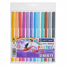 Фломастеры 12 цветов Centropen Colour World пастельные смываемые вентилируемый колпачок,7550/12 TP WP