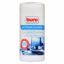 Салфетки чистящие для экранов и оптики 100 штук в тубе BURO BU-Tscreen