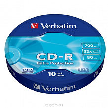 Диск CD-R 700MB 52x  10шт (цена за шт) Verbatim, 43725