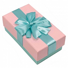 Коробка подарочная прямоугольная  15,5х9х5,8см с двойным бантом Розовый/Аквамариновый OMG 720691/10