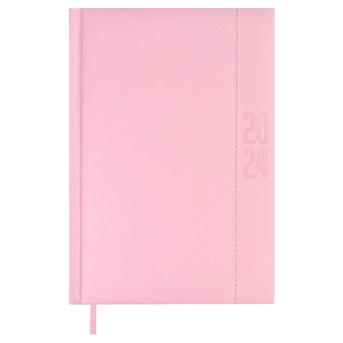Ежедневник датированный 2024г А5 176л розовый кожзам Плонже эконом Феникс Escalada, 63748