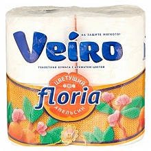 Бумага туалетная двухслойная  4 рулона цветная аромат Цветущий апельсин Linia VEIRO 4С24А1