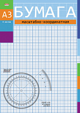 Бумага масштабно-координатная А3 8л синяя в папке Проф-Пресс, 08-3152