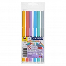 Фломастеры  6 цветов Centropen Colour World пастельные смываемые вентилируемый колпачок, 7550/6 TP WP