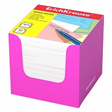 Блок для записи  9х9х9см белый, розовый картонный бокс Erich Krause, 37010