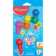 Мелки восковые  6 цветов пластиковые фигурные для раннего возраста MAPED 863106