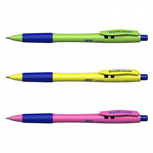 Ручка шариковая автоматическая 0,7мм синий стержень масляная основа Ultra Glide JOY Neon Erich Krause, 43347