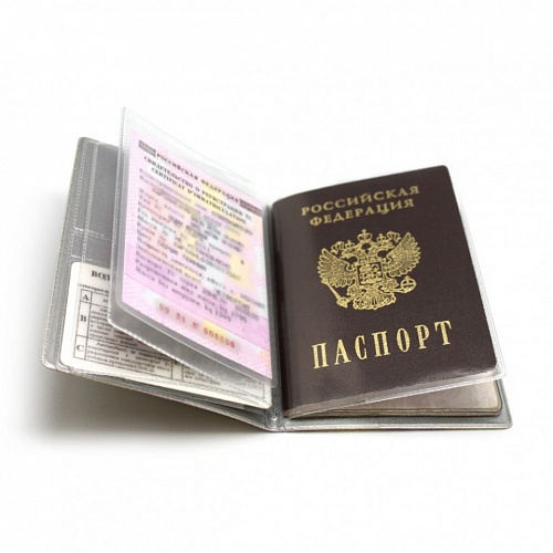 Бумажник водителя с отделением для паспорта черный кожзам, ДПС 2812.АП-207