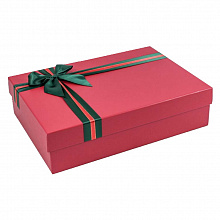 Коробка подарочная прямоугольная  37,5х26,5х10см с бантом Красная OMG 720300-221