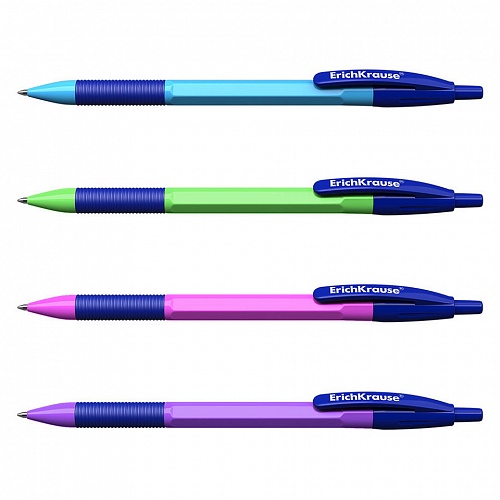 Ручка шариковая автоматическая 0,7мм синий стержень масляная основа R-301 Neon Matic&Grip Erich Krause, 46769