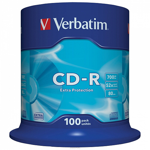Диск CD-R 700MB 52x 100шт (цена за шт) Verbatim, 43411