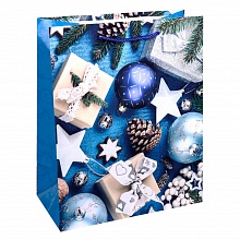 Пакет подарочный 264х327х136мм Праздничная композиция на синем MILAND ПКП-5686