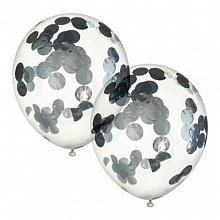 Шарики воздушные М12 30см c конфетти круги серебро 2шт (цена за упаковку) 6053871