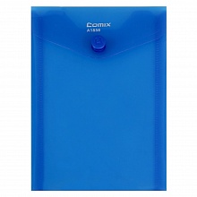 Папка-конверт с кнопкой А6 COMIX BLAZE синий, A1856 BU