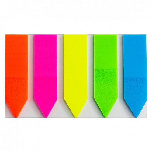 Закладки клейкие 45х12мм 5 цветов по 25л пластиковые стрелки Silwerhof, 1484996
