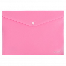 Папка-конверт с кнопкой А4 180мкм розовая Проф-Пресс, ПК-3025