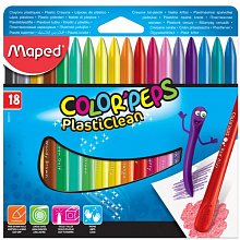 Мелки восковые 18 цветов трехгранные MAPED PlastiClean 862012