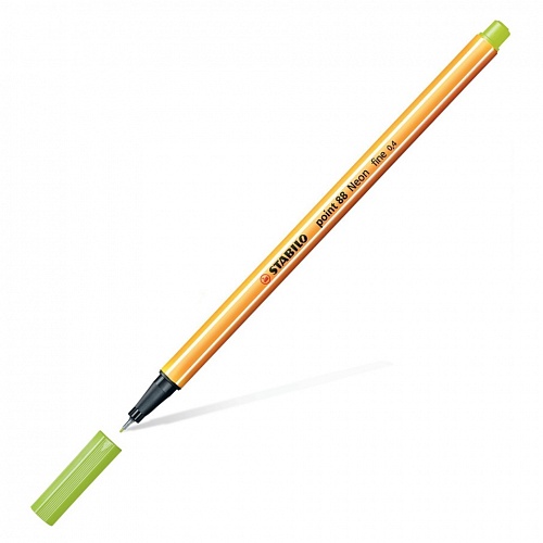 Ручка капиллярная 0,4мм светло-зеленые чернила STABILO POINT 88, 88/33