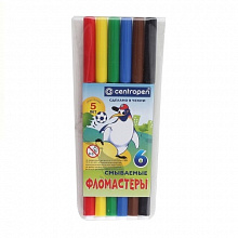 Фломастеры  6 цветов Centropen Washable Пингвины 7790/06-86