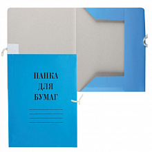 Папка для бумаг А4 с завязками синяя мелованная 320г/м2 Бюрократ PZ320MBLUE