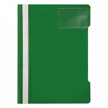 Скоросшиватель пластиковый А4 зеленый, карман для визитки Бюрократ PS-V20GRN
