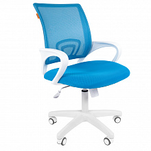 Кресло офисное Chairman 696 White голубое тканевое покрытие, спинка голубая сетка TW-34