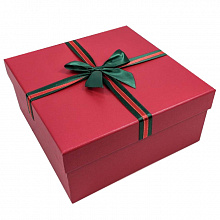 Коробка подарочная квадратная  21,5х21,5х10см Новый год Красная OMG-GIFT 720300-231